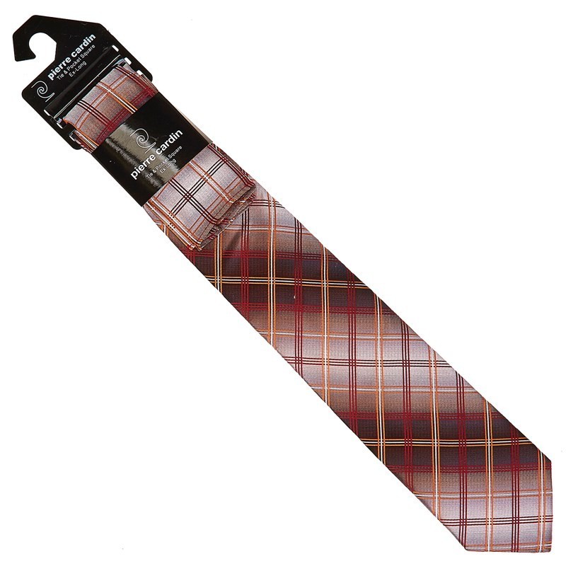Corbata extra larga + pañuelo geométrico para hombre Pierre Cardin